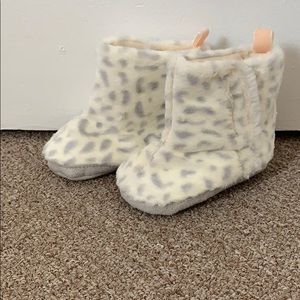 Carters Leopard Print Faux Fur Slipper Boots